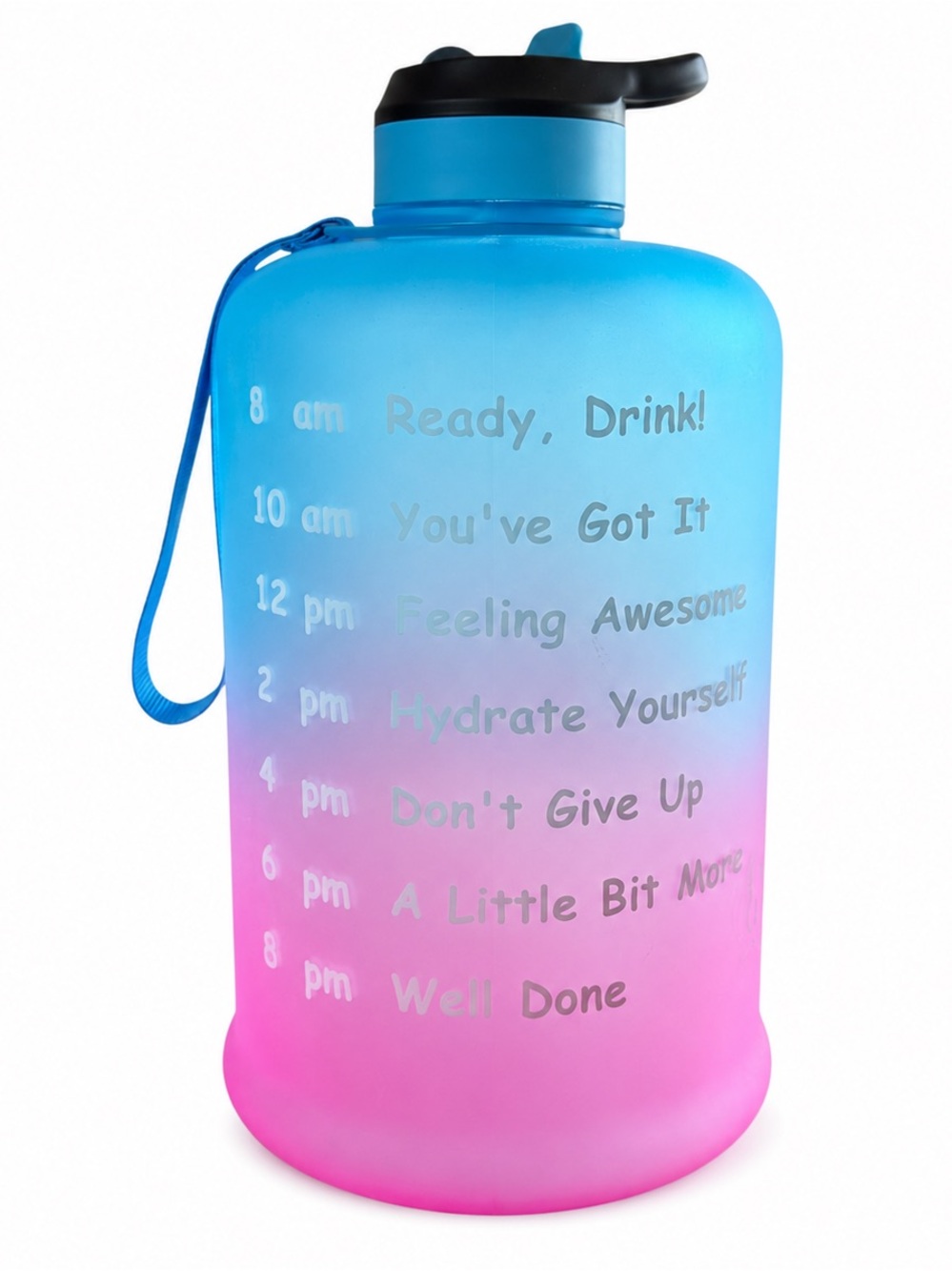 NEW AOMAIS Pink & Blue 1 Gallon Motivational Time Marker Water Bottle 128 oz.